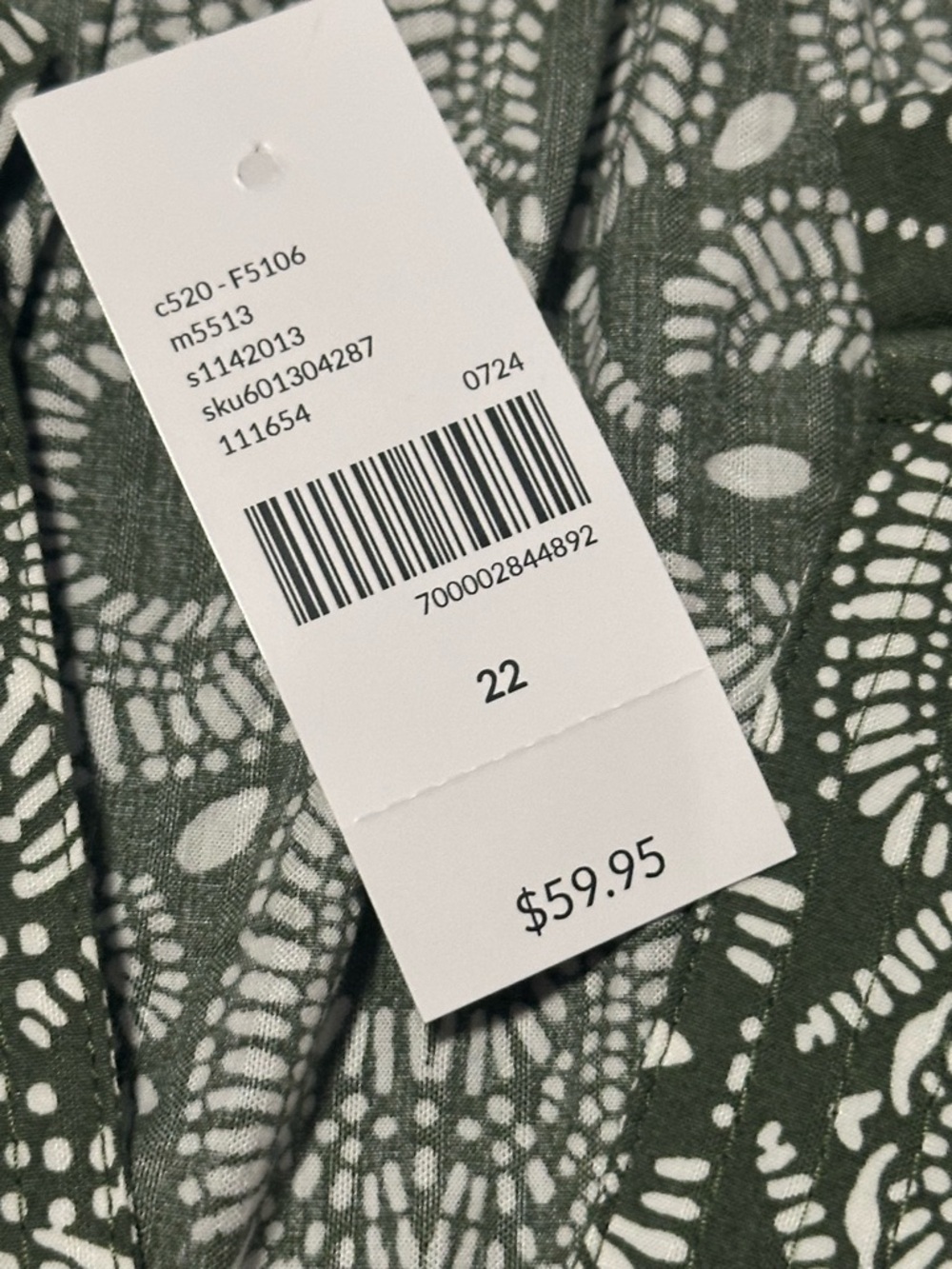 Lane Bryant Olive Green & White Printed Flutter Sleeve Top - Picture 5 of 11